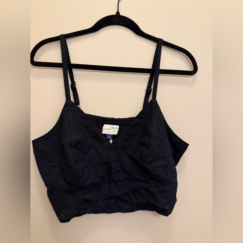 black linen tank top crop top